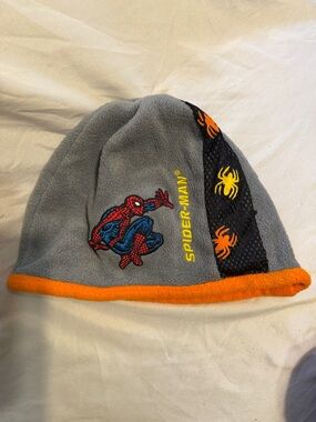 Marvel Kids Gray and Orange Spider-Man Fleece Beanie
